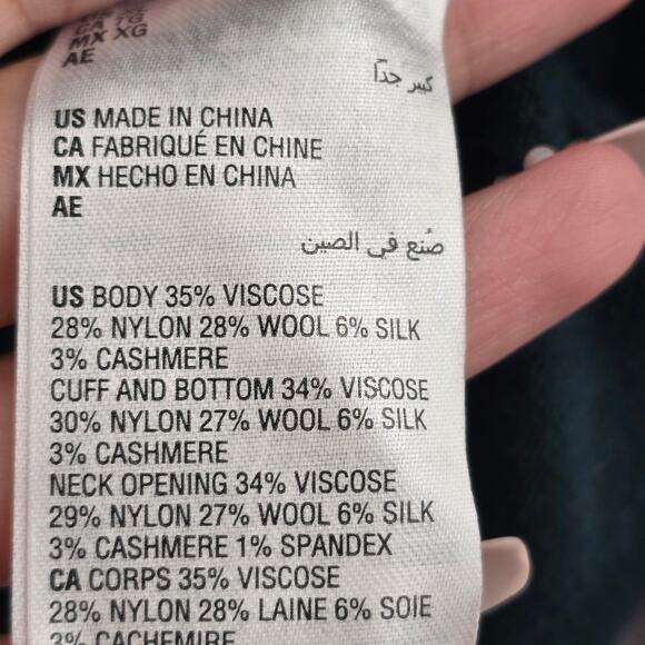 NWT Women’s Green Wool Silk Cashmere Sweater XL Embellished Glam Holiday Preppy - Picture 8 of 8